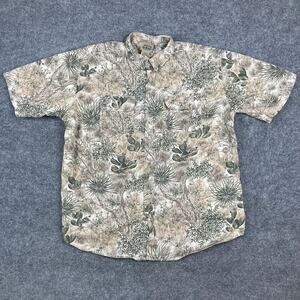 GameGuard Shirt Mens XL Tan Cactus Print Short Sleeve Western Button Up